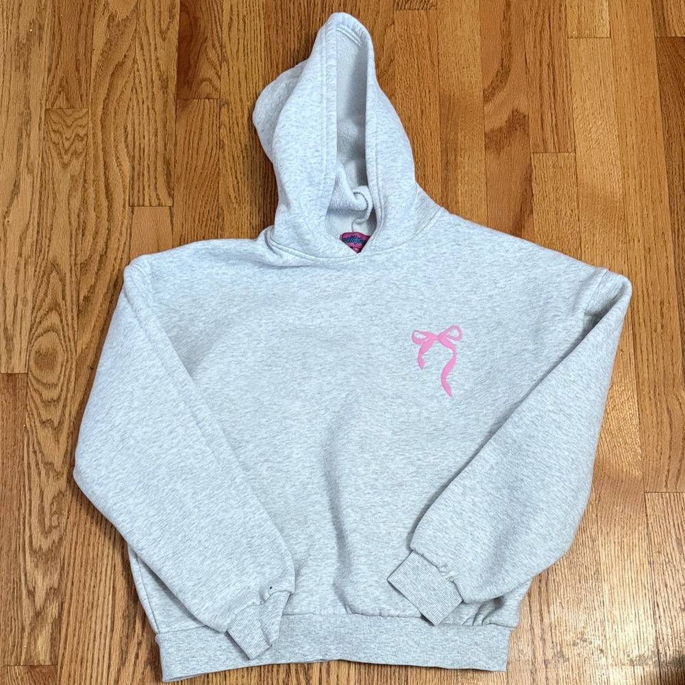 Edikted Gray Hoodie with Pink Ribbon Logo